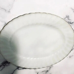 Anchor Hocking Vintage Milk Glass Swirl Pattern Oval‎ Platter